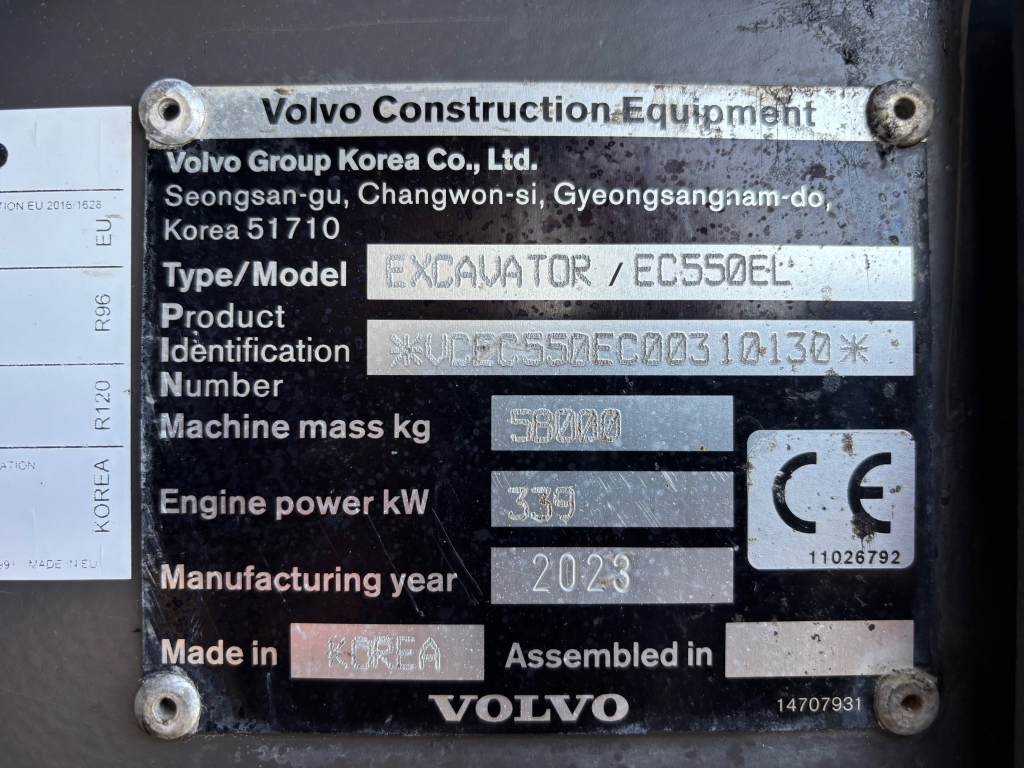 VOLVO EC550EL + 750MM TELAT + TÄYSPITKÄT OHJURIT + KAHDET HYDRAULIIKAT + RASVARI kuva 16