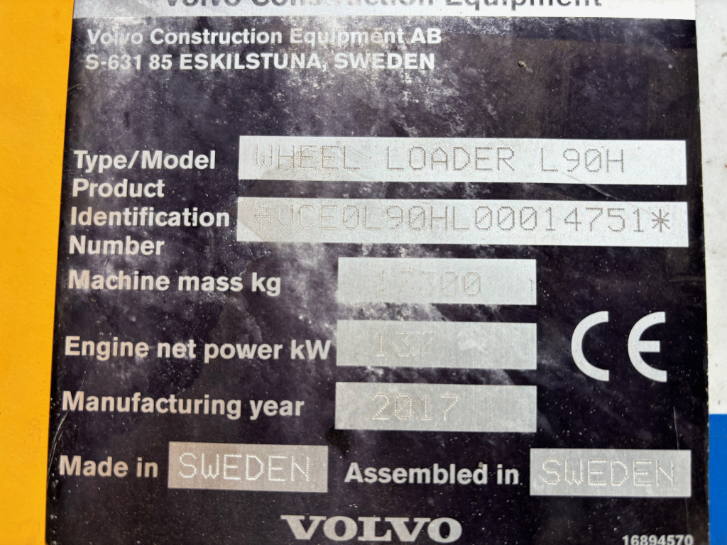 VOLVO L90H + GYORS CSATLAKOZÓ + KIEGÉSZÍTŐ HIDRAULIKA + BSS + CDC + KIEGÉSZÍTŐ ELLENSÚLY + 100% GUMIK kuva 13