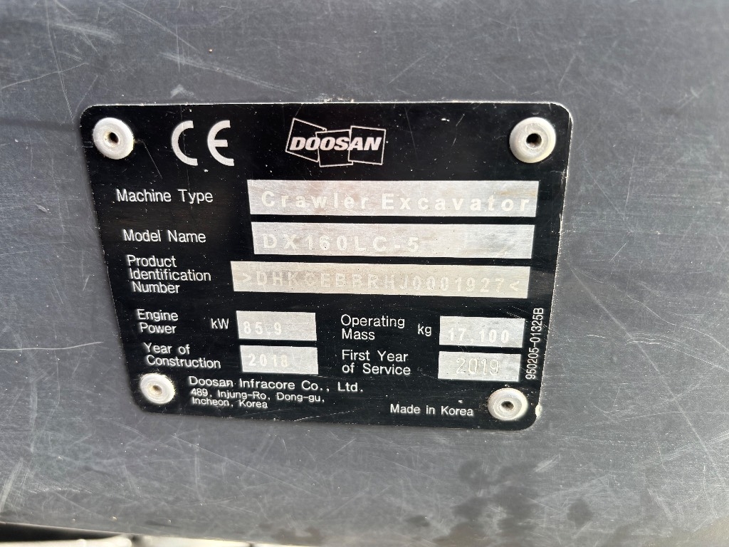 Doosan DX 160 LC / Tentas, 3 kaušai, Naujos grandinės! kuva 8