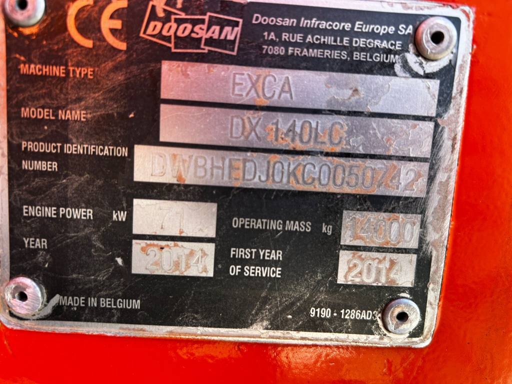 Doosan DX 140 LC / Engcon, мастило, ковш, без альві. kuva 14